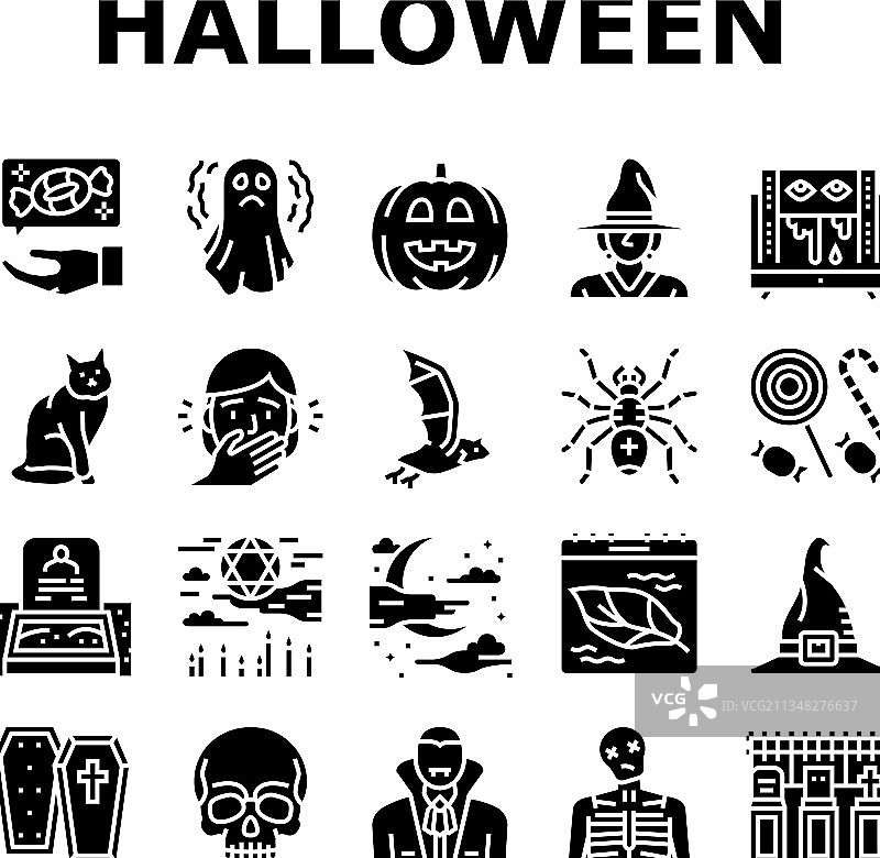 万圣节秋季节日图标合集图片素材