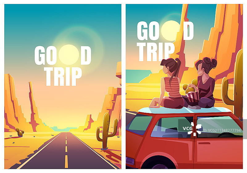 女孩坐在沙漠车顶的宣传单图片素材