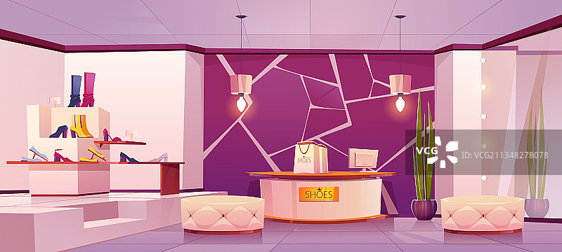 鞋店内部陈列女性鞋子图片素材
