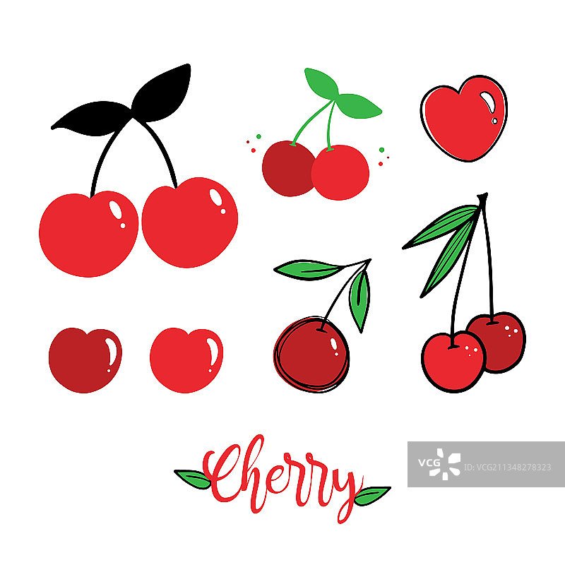 红色樱桃图标合集图片素材