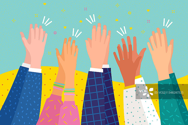 人们鼓掌，人手拍手欢呼扁平素材图片素材