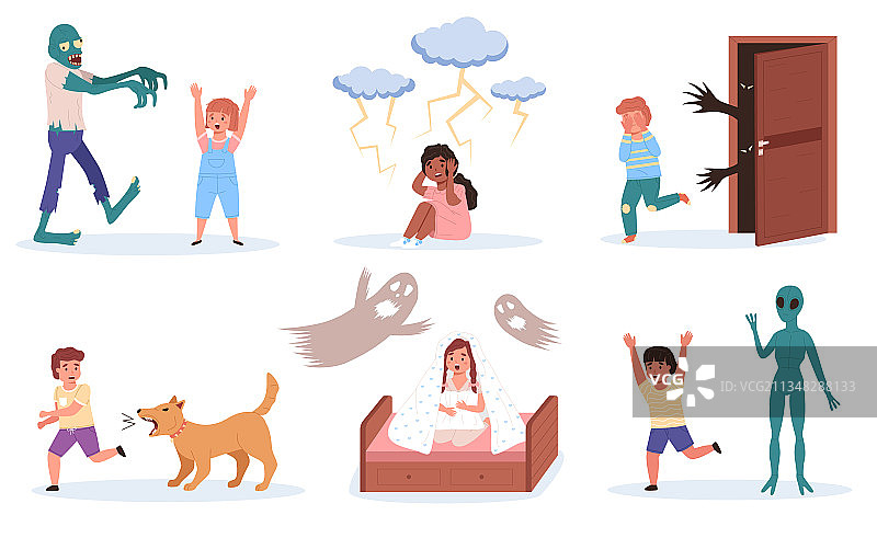 儿童恐惧症卡通男孩图片素材