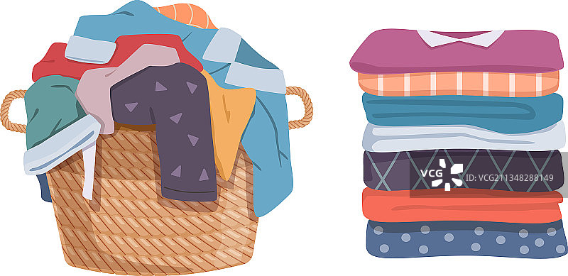 脏衣服和干净衣服堆图片素材