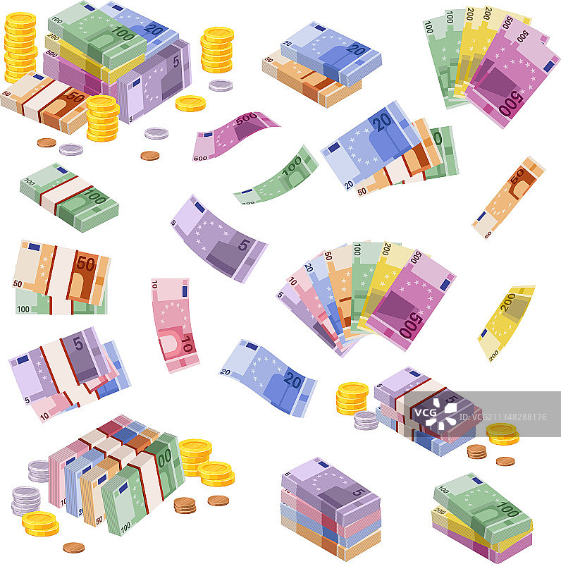 2.5D欧元纸币现金图片素材
