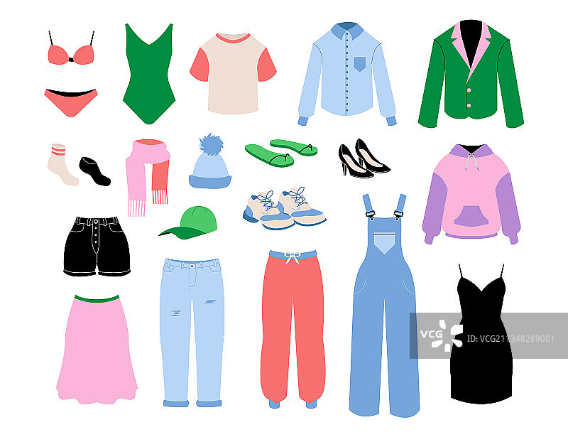 卡通时尚女孩成人服装图片素材