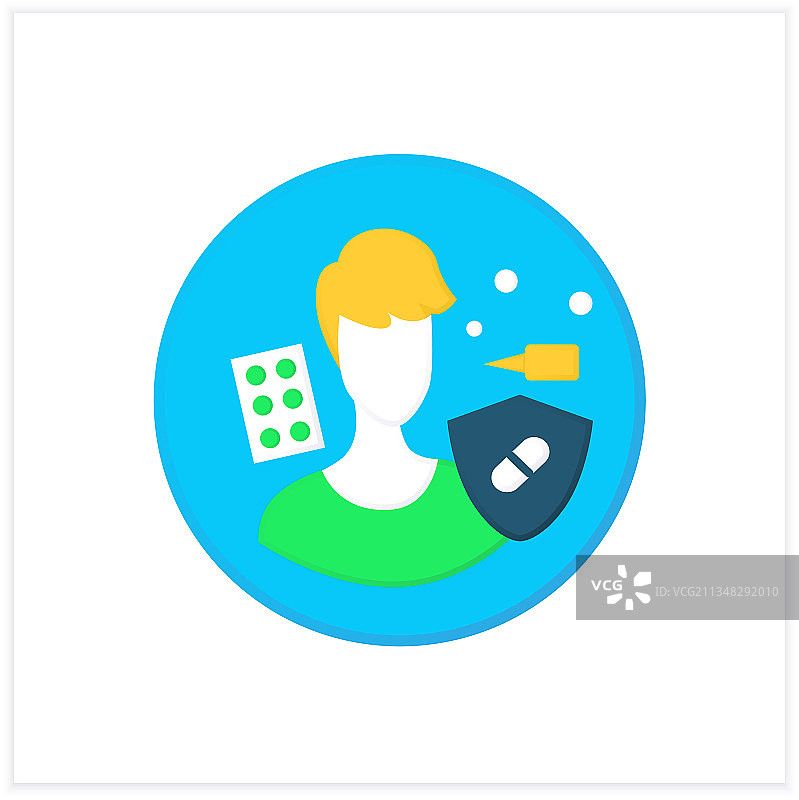 抗过敏活性益生菌扁平图标图片素材