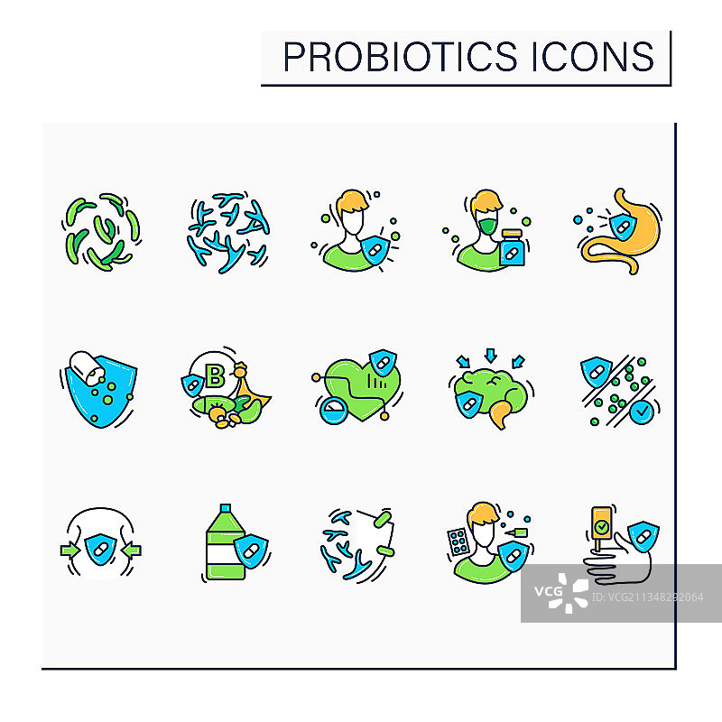 益生菌彩色图标合集图片素材