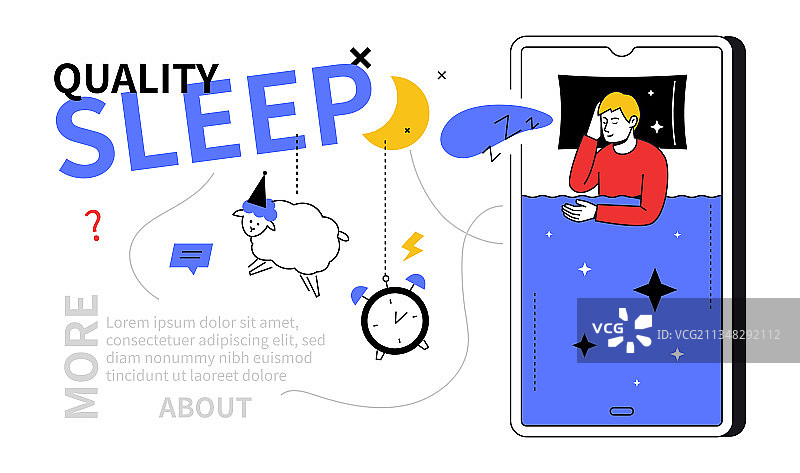 优质睡眠 - 线条设计风格网页banner图片素材