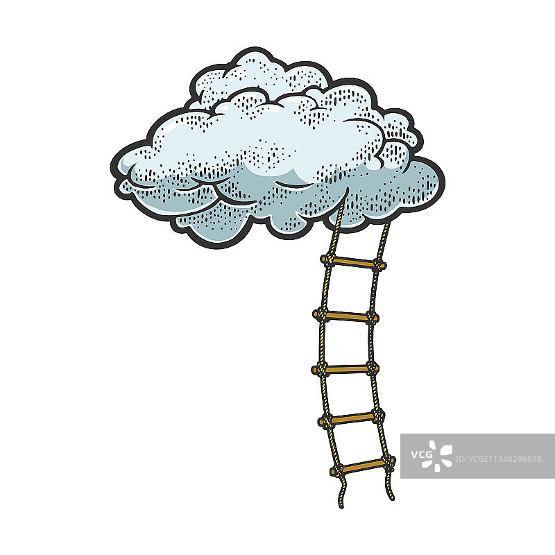 通往云端的绳梯素描图片素材