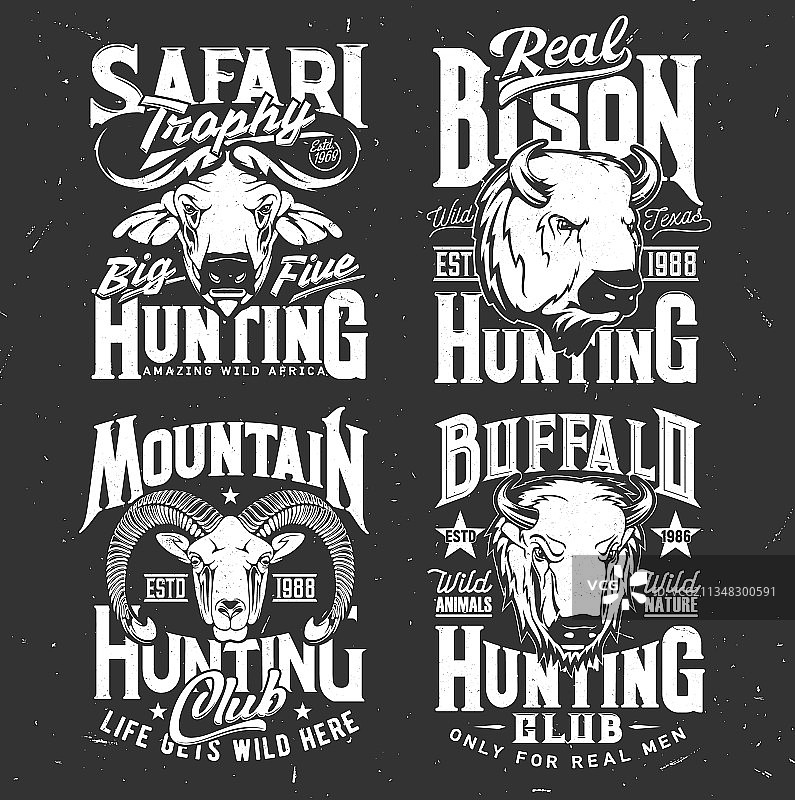 山羊水牛和野牛T恤印花图片素材