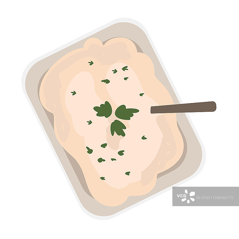 用香草装饰的盘装土豆泥图片素材