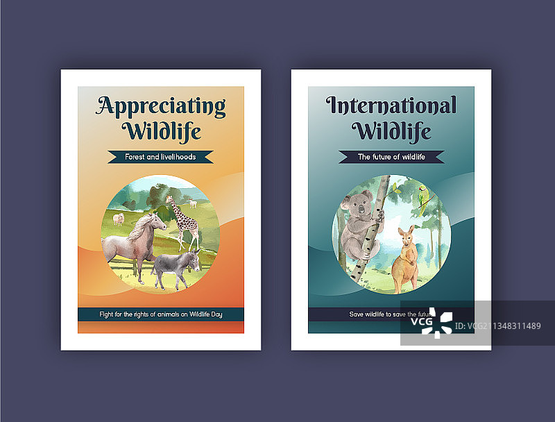 世界动物日明信片模板图片素材