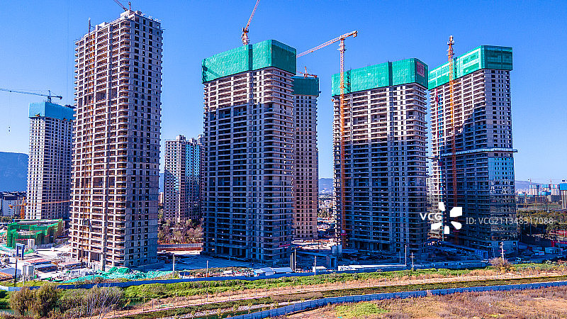 昆明滇池边风光航拍图片素材