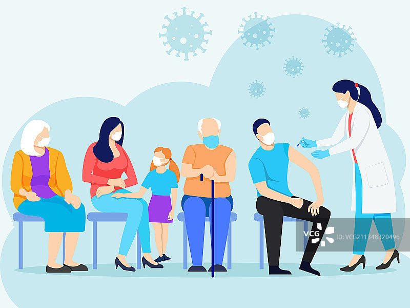 医生为人们接种疫苗图片素材