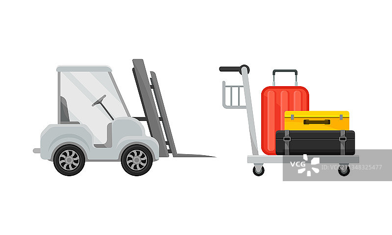 机场停机坪车辆行李车图片素材