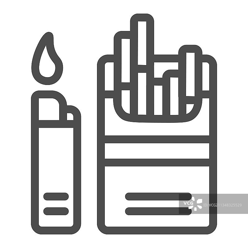 香烟打火机线条图标包图片素材