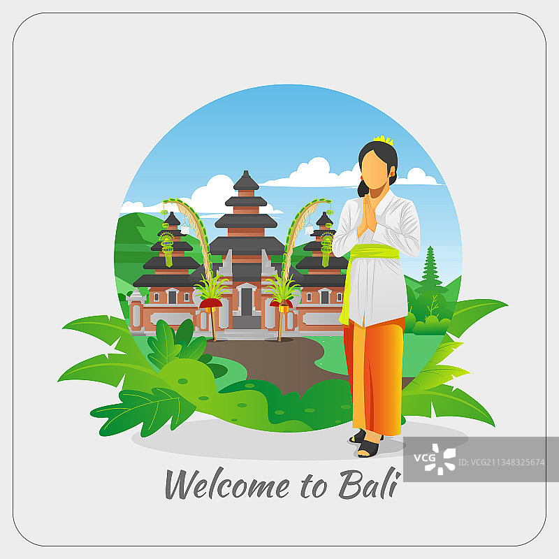 欢迎来到巴厘岛贺卡，巴厘岛女性图片素材