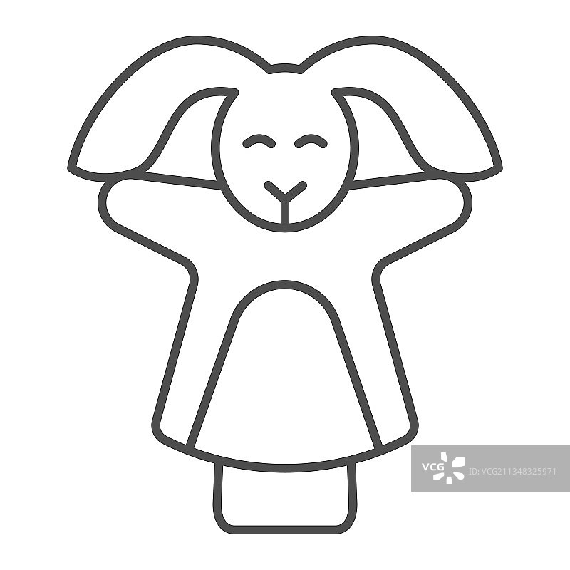 手上的兔子布偶 细线图标图片素材