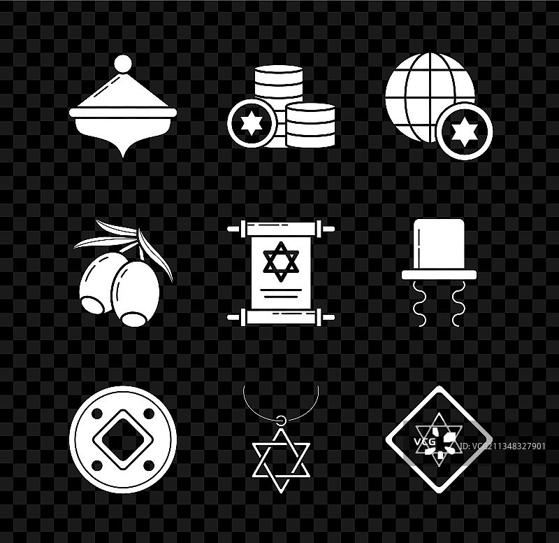 光明节陀螺犹太硬币世界地球仪图片素材