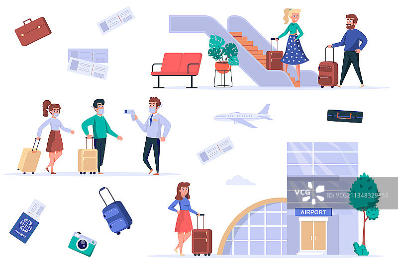 机场航站楼隔离元素合集图片素材