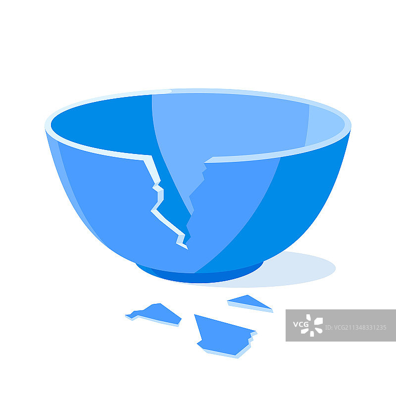扁平风格破碎蓝色碗设计图片素材