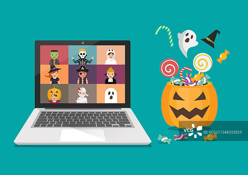 在线万圣节派对概念图片素材