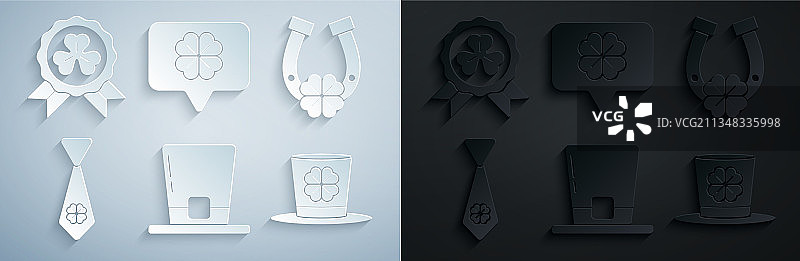 妖精帽、马蹄铁、四叶草组合图片素材