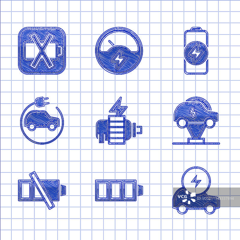 电动马达电池充电汽车低电量套装图片素材