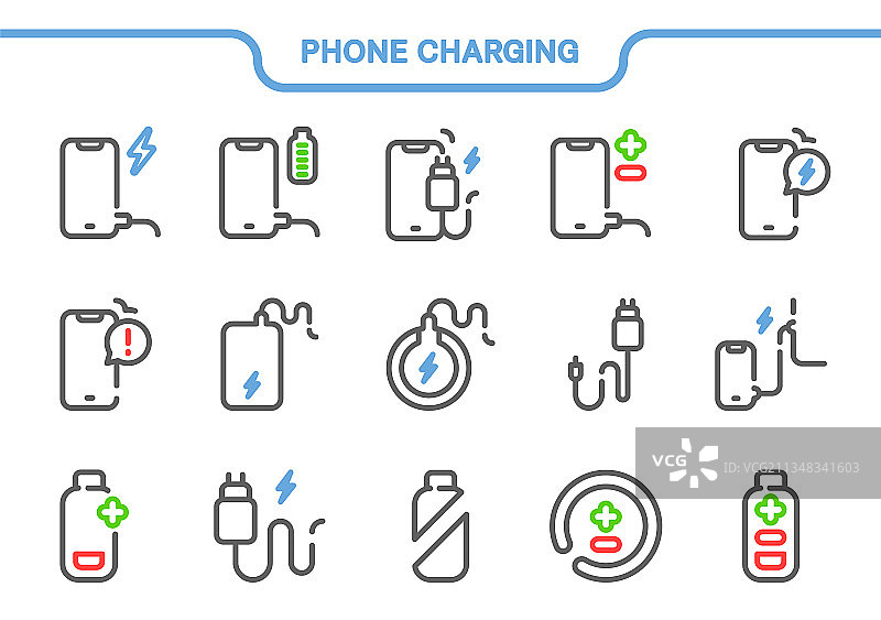 手机充电图标合集图片素材