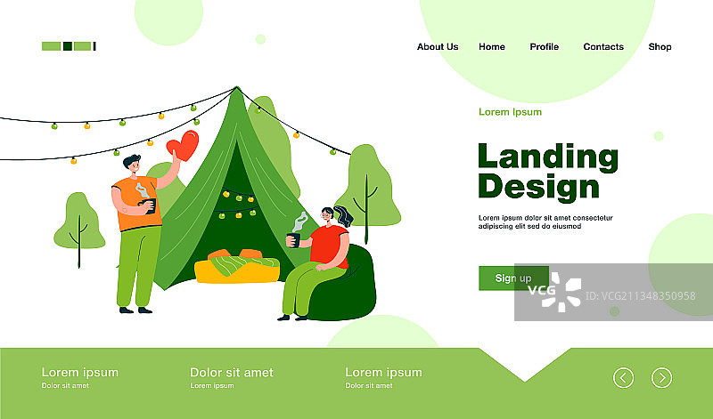 在自然中快乐露营的情侣图片素材