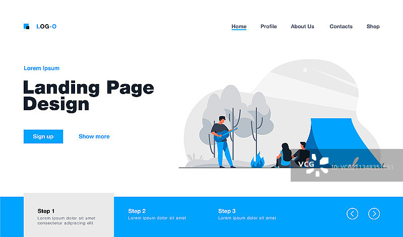 快乐的朋友们一起在户外露营图片素材