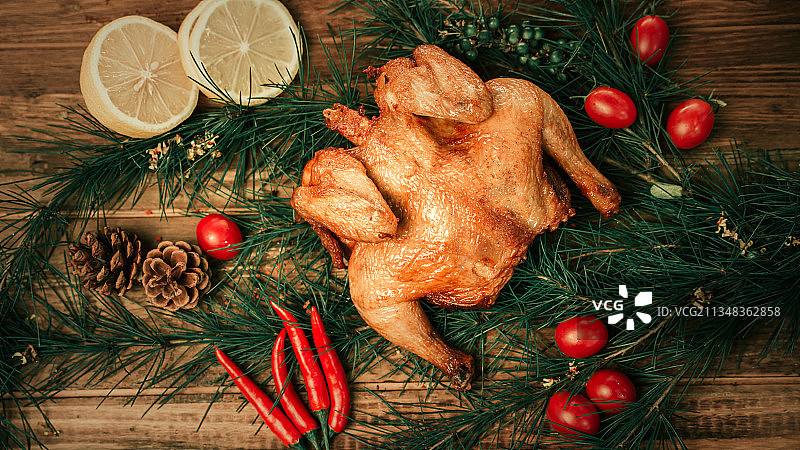 圣诞烤鸡图片素材