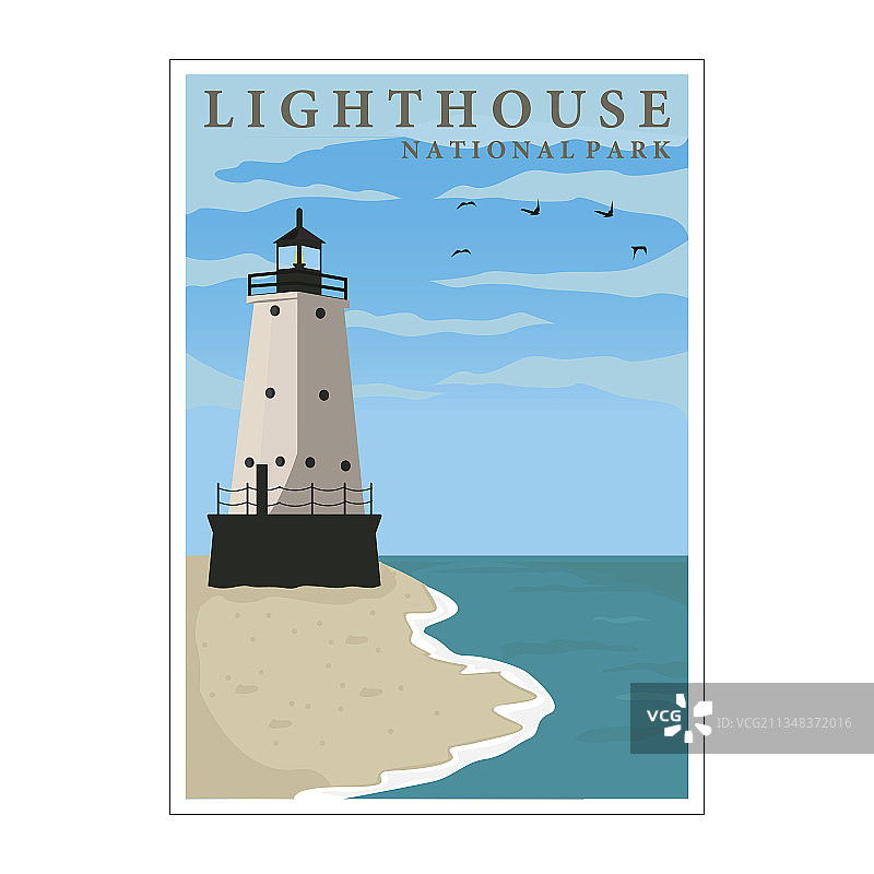 灯塔复古海报背景模板图片素材