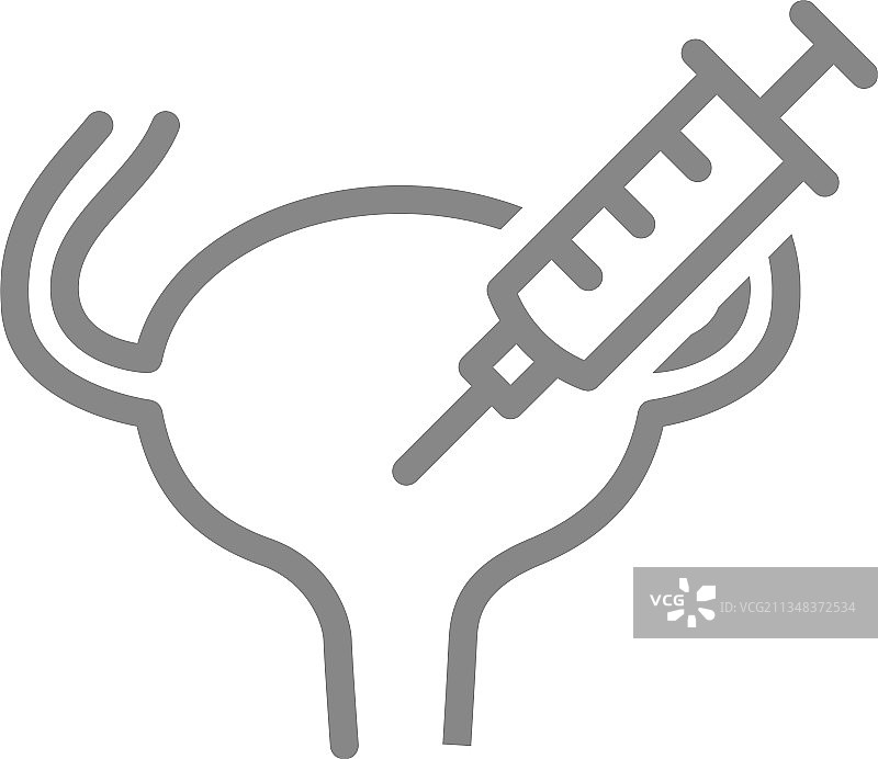 医用注射器和膀胱线条图标图片素材