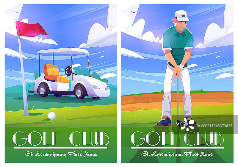 带有绿色球场车手的高尔夫俱乐部海报图片素材