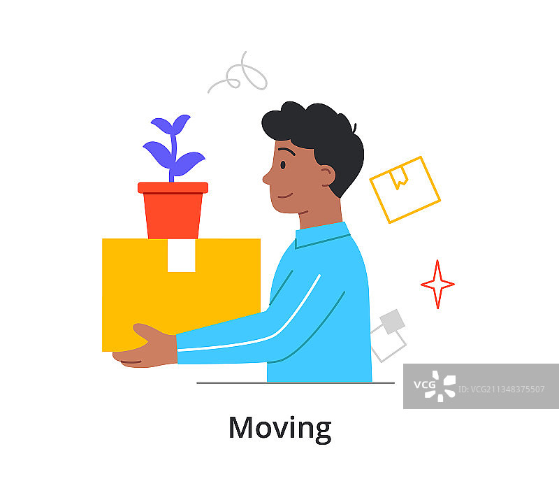 快乐的男人搬到新家图片素材