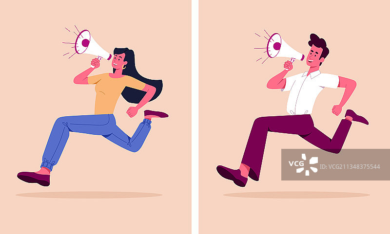奔跑中的年轻男女图片素材