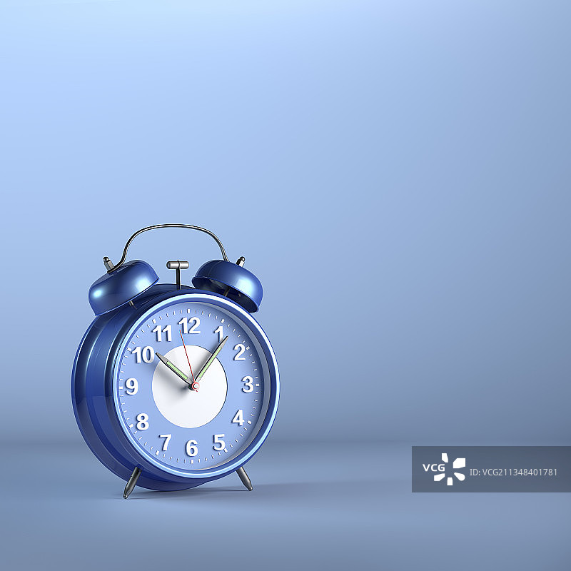 在桌子上表示时间概念的闹钟，3D渲染图像图片素材