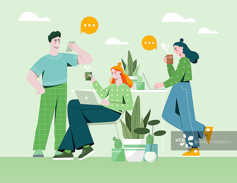 舒适工作场所的男女员工图片素材