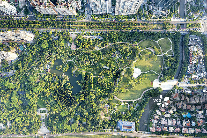 航拍城市公园图片素材