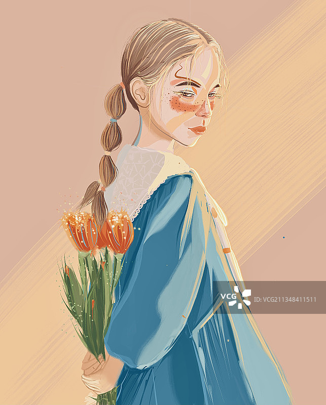 阳光下的小女孩图片素材