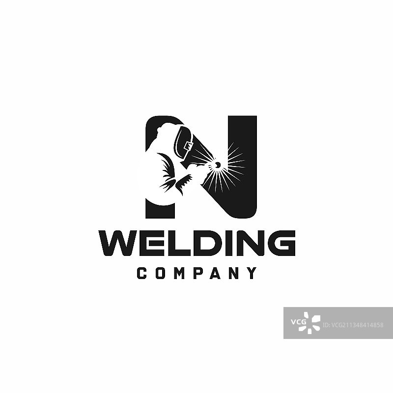 字母N焊接标志，焊工轮廓工作图图片素材