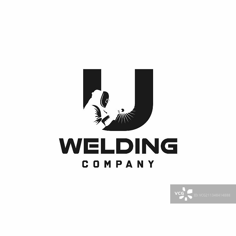 字母U焊接logo焊工轮廓图片素材