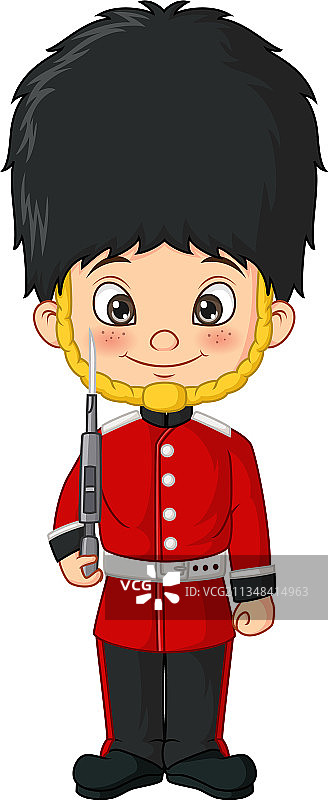 卡通小男孩穿英国士兵服装图片素材