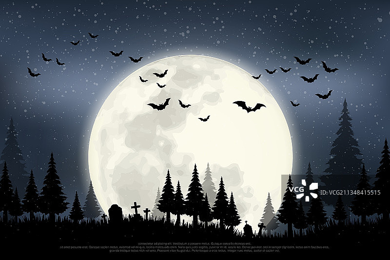 令人恐惧的墓地松树林图片素材