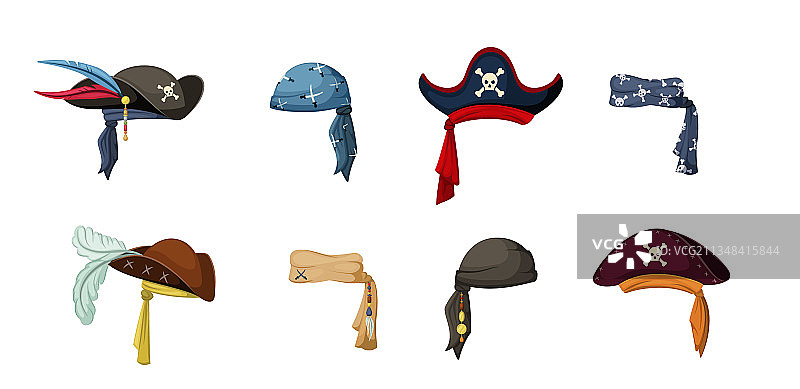 海盗复古帽子彩色头巾套装图片素材