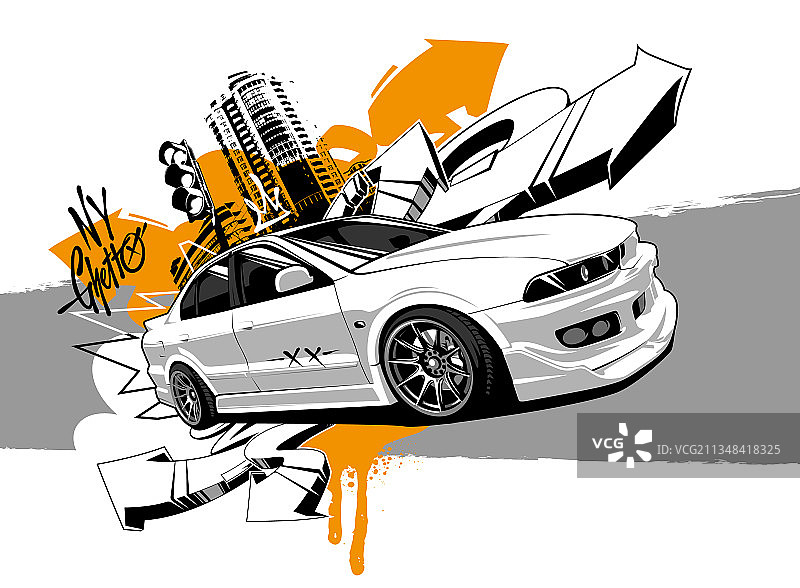 赛车涂鸦抽象艺术图片素材