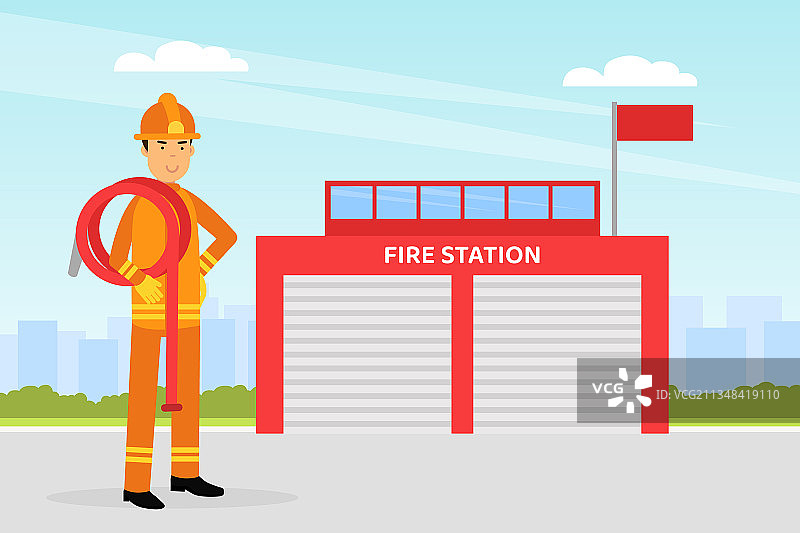 身穿橙色制服的消防员图片素材