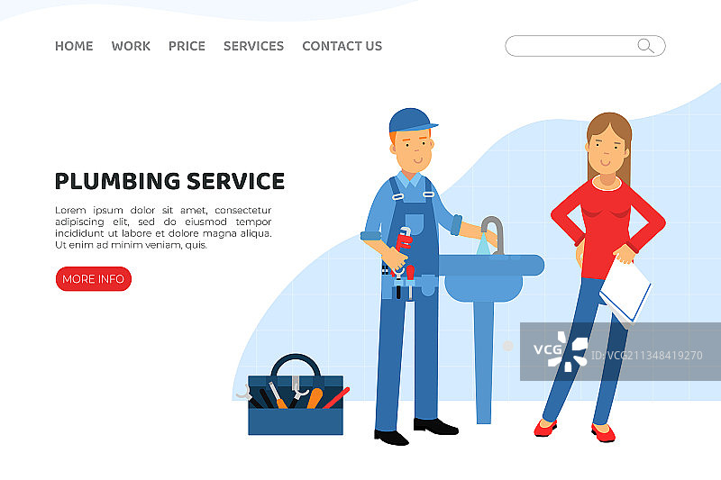专业水管维修服务着陆页图片素材