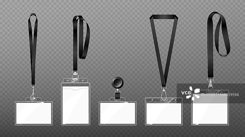 带有龙虾扣或挂钩的挂绳上的徽章图片素材